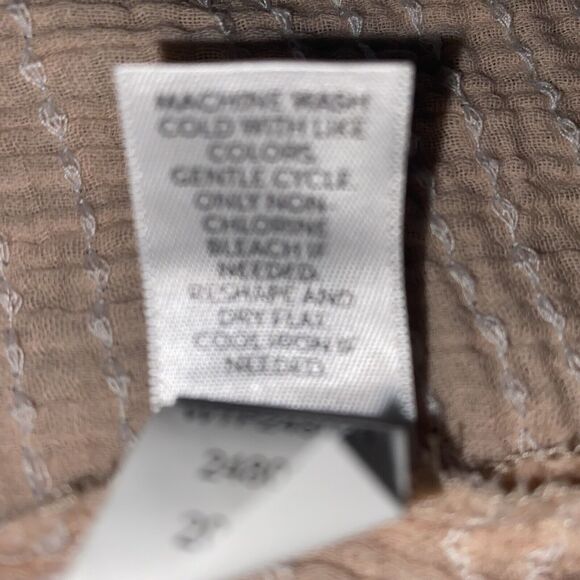 Pure Jill Cotton Short Sleeve Oversized Embroidered Blouse Size Large Peach - Picture 7 of 13